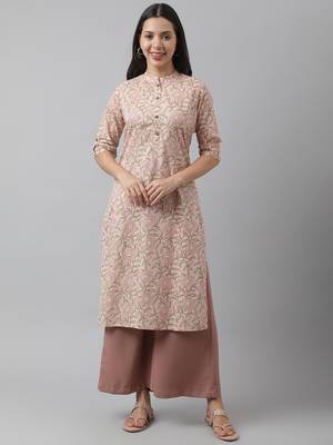 Pink printed cotton ethnic-kurtis 1