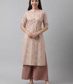 Pink printed cotton ethnic-kurtis
