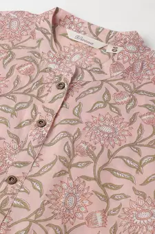 Pink printed cotton ethnic-kurtis