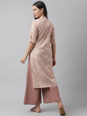 Pink printed cotton ethnic-kurtis 4