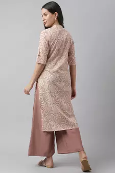 Pink printed cotton ethnic-kurtis
