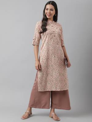 Pink printed cotton ethnic-kurtis 5
