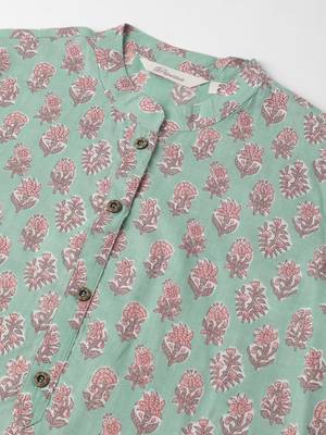 Green printed cotton ethnic-kurtis 2