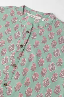Green printed cotton ethnic-kurtis