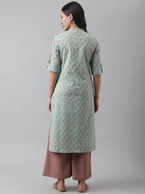 Green printed cotton ethnic-kurtis 4