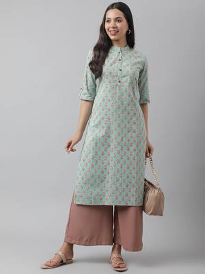 Green printed cotton ethnic-kurtis 5
