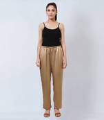 Gold Satin Straight Pants