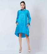 Blue Sequinned Shirt Dress