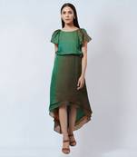 Green And Bronze Asymmetrical Dress