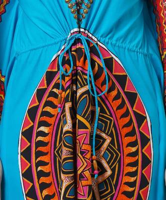 Blue Tribal Embellished Full Length Kaftan 7
