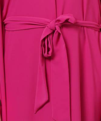Bright Pink Embroidered Neckline Full Length Kaftan With Belt 7