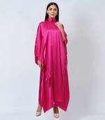 Hot Pink Full Length Kaftan With Fringe Detail