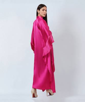Hot Pink Full Length Kaftan With Fringe Detail 5