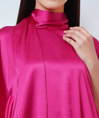 Hot Pink Full Length Kaftan With Fringe Detail 7