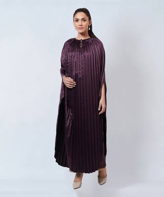 Purple Asymmetrical Pleated Kaftan 1