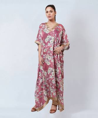 Blush Pink And Gold Floral Kaftan 2