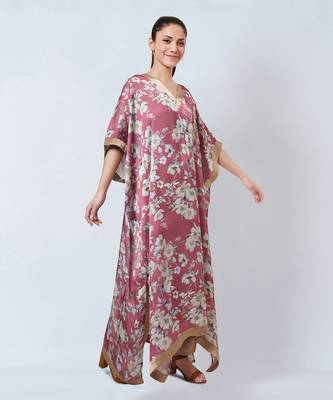 Blush Pink And Gold Floral Kaftan 3