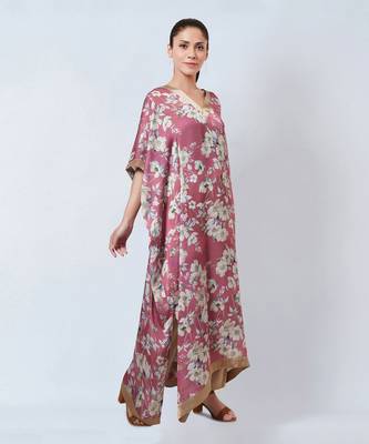 Blush Pink And Gold Floral Kaftan 4