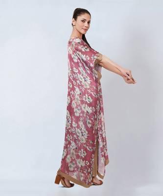 Blush Pink And Gold Floral Kaftan 5