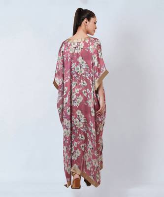 Blush Pink And Gold Floral Kaftan 6