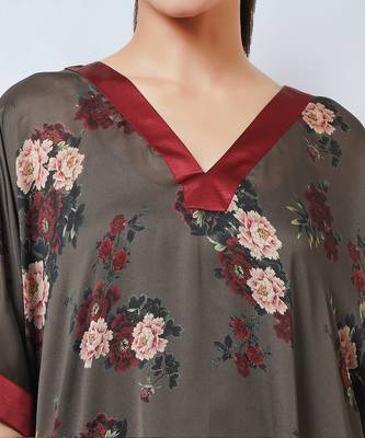 Green And Maroon Floral Kaftan 7