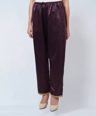 Purple Asymmetrical Pleated Kaftan And Straight Pants Set 8