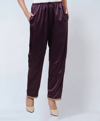 Purple Asymmetrical Pleated Kaftan And Straight Pants Set 9