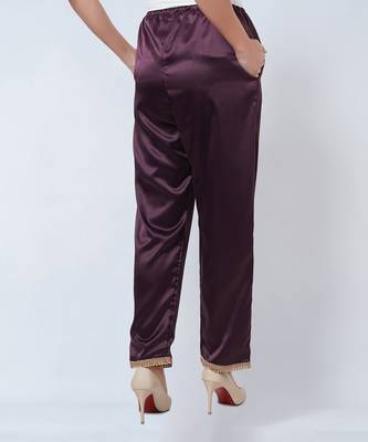 Purple Asymmetrical Pleated Kaftan And Straight Pants Set 10