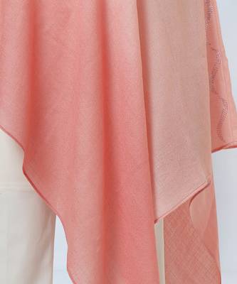 Pink Ombre Asymmetrical Embellished Cashmere Poncho 7