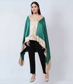 Forest Green Asymmetrical Tunic With Gold Border