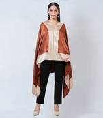 Russet Satin Asymmetrical Tunic With Gold Border