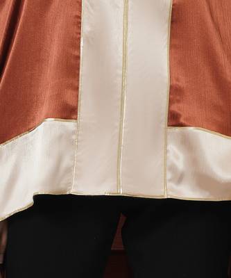 Russet Satin Asymmetrical Tunic With Gold Border 6