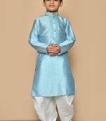 Blue embroidered art silk boys-kurta-pyjama