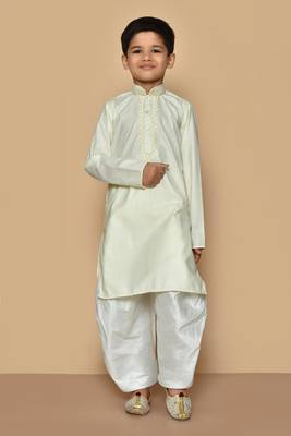 Fawn embroidered cotton boys-dhoti-kurta 1