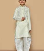 Fawn embroidered cotton boys-dhoti-kurta