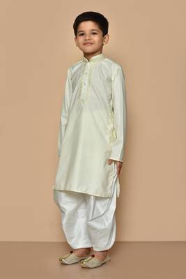 Fawn embroidered cotton boys-dhoti-kurta 2