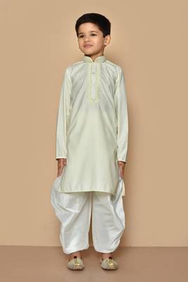 Fawn embroidered cotton boys-dhoti-kurta 3