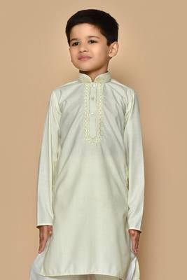 Fawn embroidered cotton boys-dhoti-kurta 4