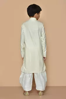 Fawn embroidered cotton boys-dhoti-kurta