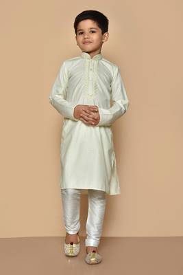 Fawn embroidered art silk boys-kurta-pyjama 1