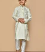 Fawn embroidered art silk boys-kurta-pyjama