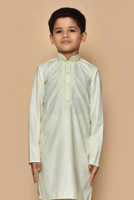 Fawn embroidered art silk boys-kurta-pyjama 2
