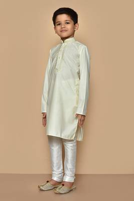 Fawn embroidered art silk boys-kurta-pyjama 3