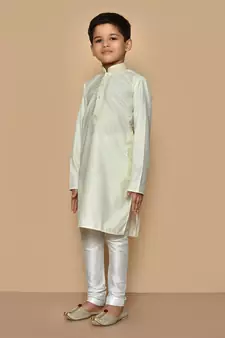 Fawn embroidered art silk boys-kurta-pyjama