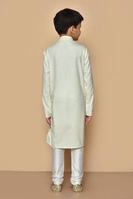 Fawn embroidered art silk boys-kurta-pyjama 4