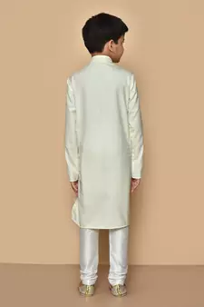 Fawn embroidered art silk boys-kurta-pyjama