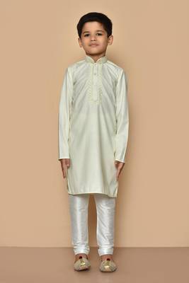 Fawn embroidered art silk boys-kurta-pyjama 5