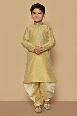 Fawn printed jacquard boys-dhoti-kurta 1