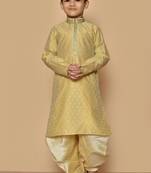 Fawn printed jacquard boys-dhoti-kurta