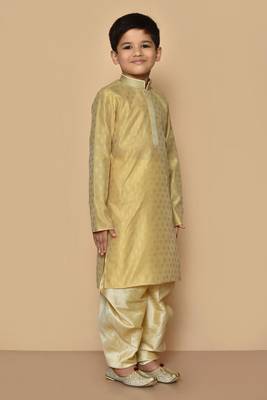 Fawn printed jacquard boys-dhoti-kurta 4